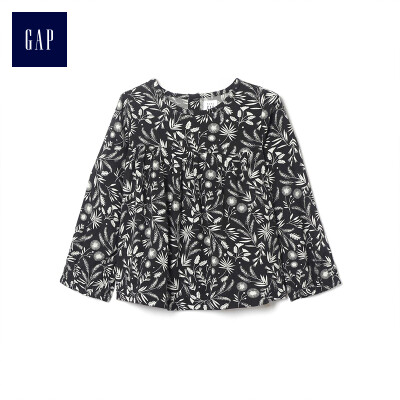 

GAP flagship store female young print long sleeve round neck top 399827 black print pattern 5YRS