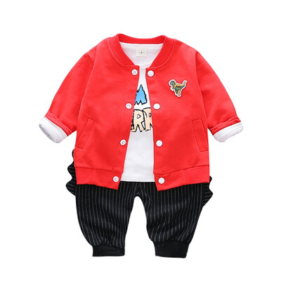 

Autumn Baby Boy Cute Long Sleeve Cartoon T-shirt Dinosaur Sweatshirt Trousers Casual Outfits Three-Piece Suit