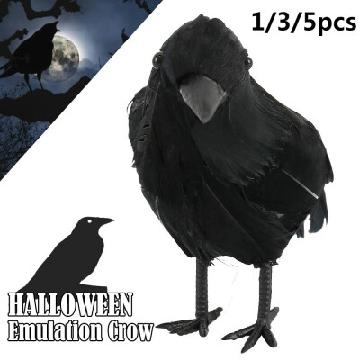 

2019 Hot Sale Spooky Black Feathered Lifelike Scary Halloween Raven Crow Prop Decor for Garden