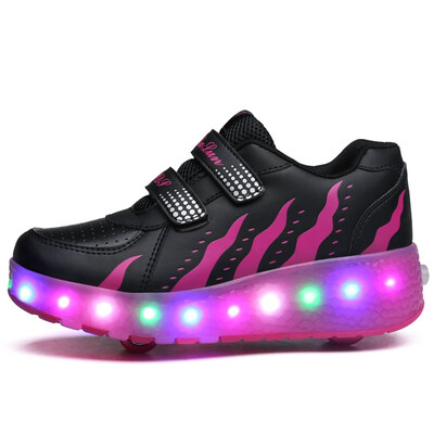 

New Children Roller Skate Shoes Boys Girls Automatic Jazzy LED Lighted Flashing Roller Skates Kids Sneakers With OneTwo Wheels