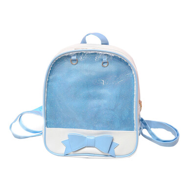 

Female High School Student Fashion Cute Transparent Bow Backpack Children Candy Color Bag