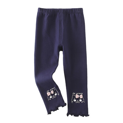 

2-6T Autumn Winter Baby Girl Cute Leggings Thick Warm Pants Cartoon Cat Leggings Birthday Gifts For Kids Trousers