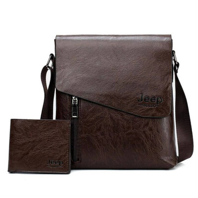 

Men Messenger Bags 2 pcs Set JEEP BULUO Famous Brand Man Leather Shouder Bag Business Travelling Bag Male Tote 1502W002