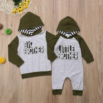 

US Brother Match Baby Kids Boy Top Hoodies Infant Romper Bodysuit Clothes Outfit