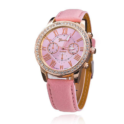 

Women Fashion Three Dials Quartz Watch Luxury Diamond Leather Band Alloy Case Wrist Watches