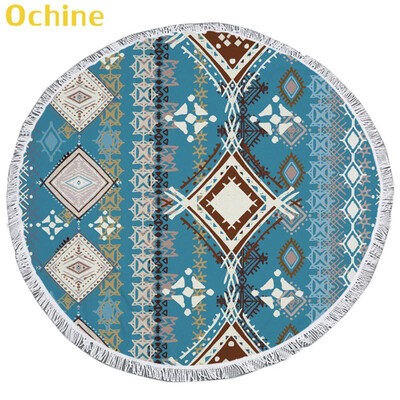 

150cm Summer Swimming Bath Towel Bohemian Pattern Round Microfiber Fringed Beach Towel Mat Carpet Blanket