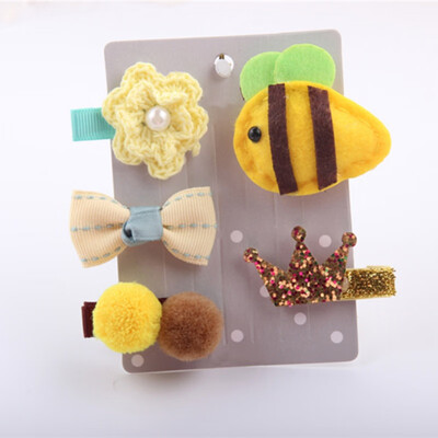 

5 Pcs Children Hair Accessories Lovely Headwear Set Cute Baby Girls Cartoon Hair Clip Hairpin