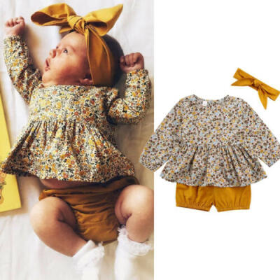 

Newborn Infant Toddler Baby Girls Floral Tops Dress Shorts Pants Summer Clothes