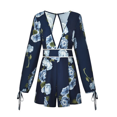 

Fashion Sexy jumpsuit women V-neck Halter kombinezony for women Print Long-sleeved Jumpsuit New Ladies Jumpsuit