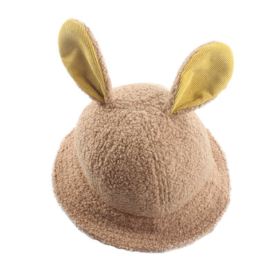 

Autumn Baby Girls Hat Toddler Solid Printed Bucket Hats With Ear Design Caps Reversible Sun Headwear