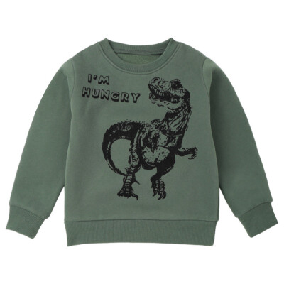 

New Boys Velvet Thickened Sweater Long Shirt Winter Clothes Dinosaur Pattern Printing Hoodies Cartoon Cloth