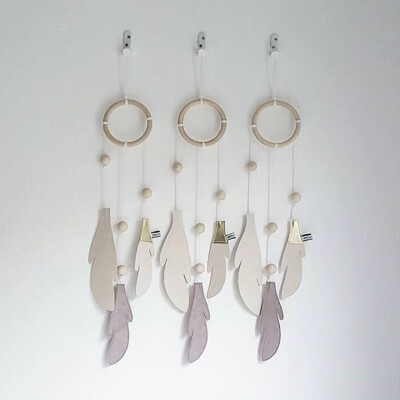 

Wooden Leaf Hanging Decoration With Dream Net Wall Hanging Decoration For Children Room Nordic Style Household Crafts