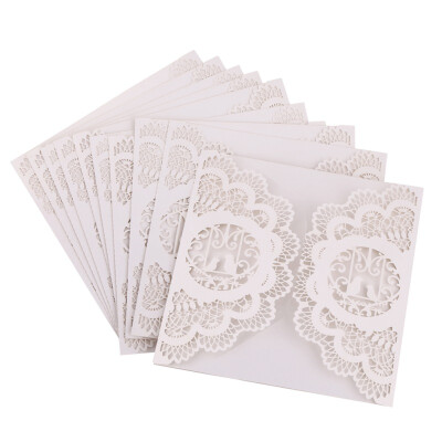 

White 10pcs Vertical Laser Cut Butterfly Invitations Cards Kits for Wedding Bridal Shower Birthday Anniversary Party