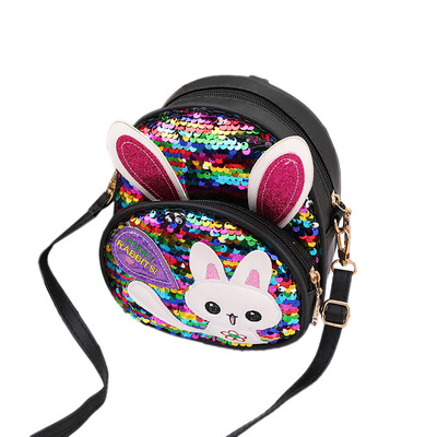 

Children Girls Rabbit Ear Sequins Backpack Casual Small Kawaii Cartoon Girls Kids School PU Leather Shoulder Bags Bagpacks