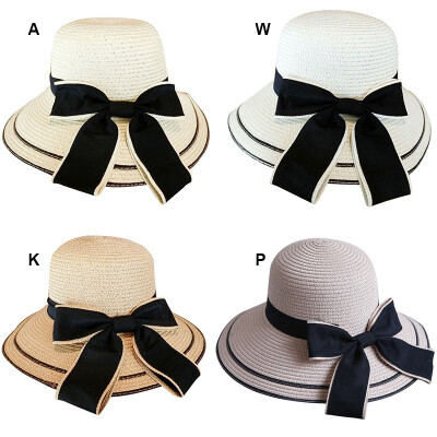 

Summer Hat Solid Color Bow-knot Chapeau Femme Ete All-match Casquette Sun Protection Breathable Gorras Sweet Beach Sun Hat