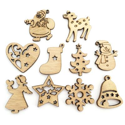 

Christmas Natural Wood Chip Ornament Xmas Tree Mixed Hanging Pendant Ornaments Embellishments