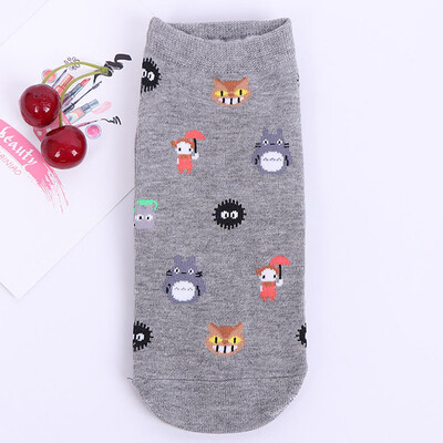 

Cute Cartoon Totoro Socks Spirited Away Ghibli Miyazaki Anime Women Socks Harajuku Summer Totoro Stripes Funny Ankle Socks