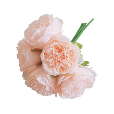 

European Artificial Flower Hand Tied Five Heads Peony Simulation Silk Flowers Home Decoration Fake Flower Wedding Ornaments