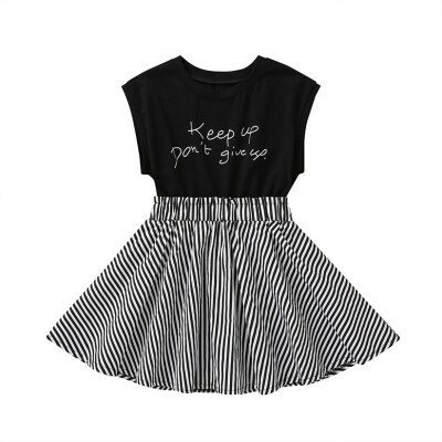 

Baby Girls Dress Summer Casual Sleeveless Stripe Princess Dress Kids Printed Letter Shirt Dresses Vestidos