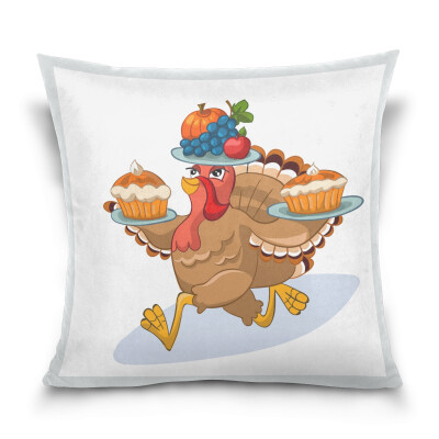 

ALAZA Thanksgiving Throw Pillow Cover 16 X 16 inch Cushion Cover with Cute Turkey Printed Pillowcase