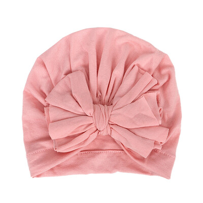 

All Season Sweet Baby Girl Hat With Bowknot Comfortable Cute Solid Color Candy Color Baby Turban Cap Elastic Infant Accessories