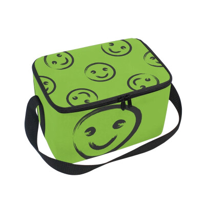 

ALAZA Lunch Box Insulated Smiley Face Lunch Bag Large Cooler Tote Bagfor Men Women