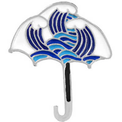 

3 Styles Blue White Dolphin Popsicle Umbrella Enamel Pins Metal Badges Porcelain Brooch Pins For Clothes Bags Decoration Jewelry