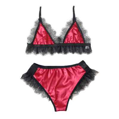 

Summer Sexy Lingerie Set Fashion Deep V-neck Three-point Satin Stitching Sexy Lingerie Super Sexy Couple Sexy Suit