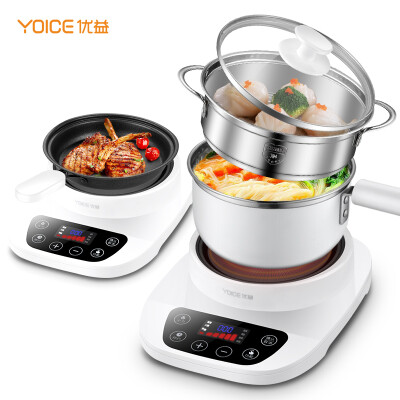 

Yoyi Yoice electric skillet electric hot pot electric steamer electric frying pan multi-functional student dormitory cooking noodle pot 15L mini electric cooker non-stick pan Y-DJK6 with frying pan