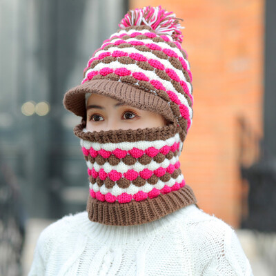 

Tailored Womens Hat Scarf Siamese Collar Girls Cute Winter Slouchy Knit Skull Cap Beret