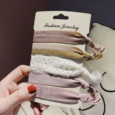 

Cute Temperament Retro Style Female Knotted Hair Rope Five-piece Fashion Beautiful Womens Hair Rope