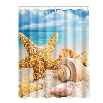

Ocean Decor Collection Seascape Sea Beach Picture Print Bathroom Set Fabric Shower Curtain with Hooks