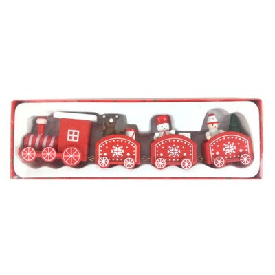 

Christmas Wooden Toys Painted Train Ornaments Kids Cute Gift Toys For Christmas Party Kindergarten Display Window Small Decorati