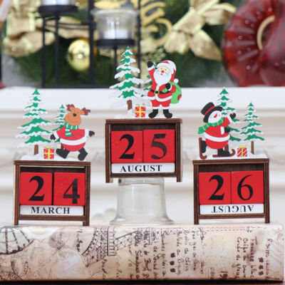 

Creative Cute Calendar Non-toxic Christmas Decorations Ornaments Home Office Table Wood Calendar Party Supply