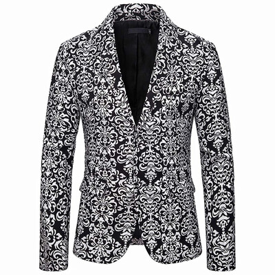 

Toponeto Fashion Mens Casual Print Suit Lapel Slim Fit Stylish Suit Coat