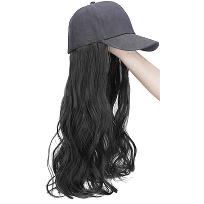 

4 Colors Adjustable Women Hats Wavy Hair Extensions With Black Cap Wig All-In-One Ladies Baseball Cap