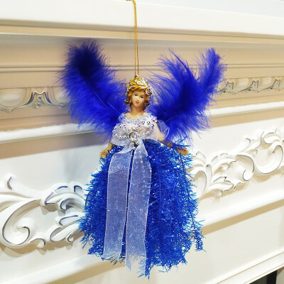 

New Christmas Pendants Angel Dolls With Feather Wings Decorative Hanging Figurine Ornaments Holiday Gift Decorations