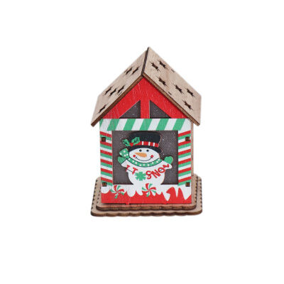 

Colorful Christmas Wooden House With Lights Christmas Luminous Ornament Xmas Tree Hanging Decoration Children Gift