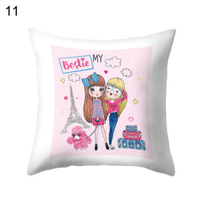 

Lovely Cartoon Girl Pillow Case Cushion Cover Sofa Bed Car Cafe Office Decor