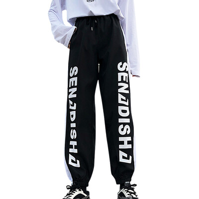 

Women Casual Harajuku Loose High-Elastic Sports Drawstring Side Letter Print Leggings Feet Pants