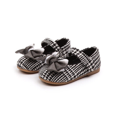

Kids Girls Shoes Spring Plaid Pattern Princess Shoes For Girl Children Flats Shoes 1-35Y