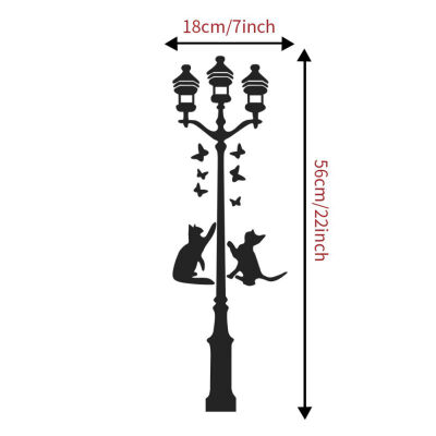 

DIY Black Cats Butterflies Street Lamp Wall Stickers for Living Room Porch Door Study Bedroom Nursery Kids Room Decor Z