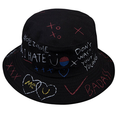 

Bucket Hat Personality Graffiti Leisure Fashion Fisherman Hat Cotton for Hiking Fishing Gardening