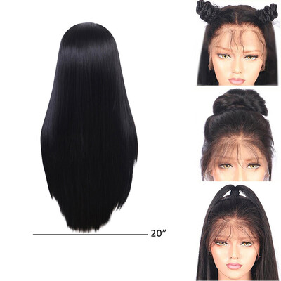 

Gobestart Lace Front Wigs Black Wig Synthetic Wigs Natural Long Straight Hair For Women A