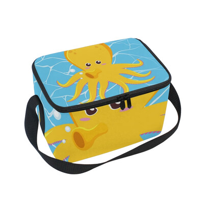 

ALAZA Lunch Box Insulated Yellow Octopus Lunch Bag Large Cooler Tote Bagfor Men Women