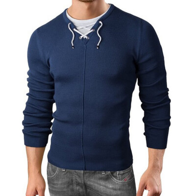 

Toponeto Mens New Style Fashion Fake Two Pure Knitted Long Sleeve Comfortable Blouse