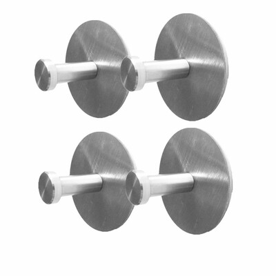 

〖Follure〗4Pcs Bathroom Kitchen Self Adhesive Hook Towel And Robe Brushed Stainless Steel