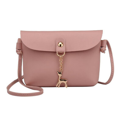 

Faux Leather Bag Women Little Deer Pendant Casual Shoulder Messenger Hand Purse
