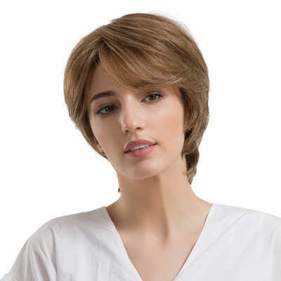 

〖Follure〗Natural Women Short Texture Hair Wigs Fluffy Slight Human Hair Female Wigs