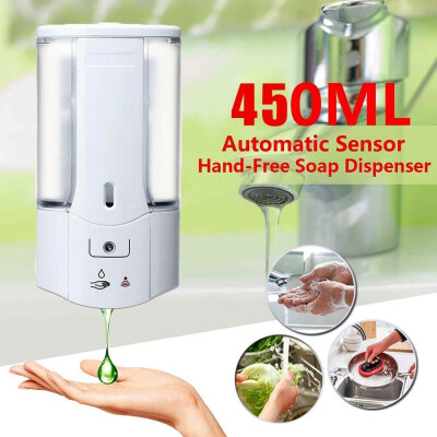 

450400mL Wall Mounted Automatic Infrared Sensor Hand-Free Soap Dispenser with Cover Bathroom for Home Office Mall School Hotel